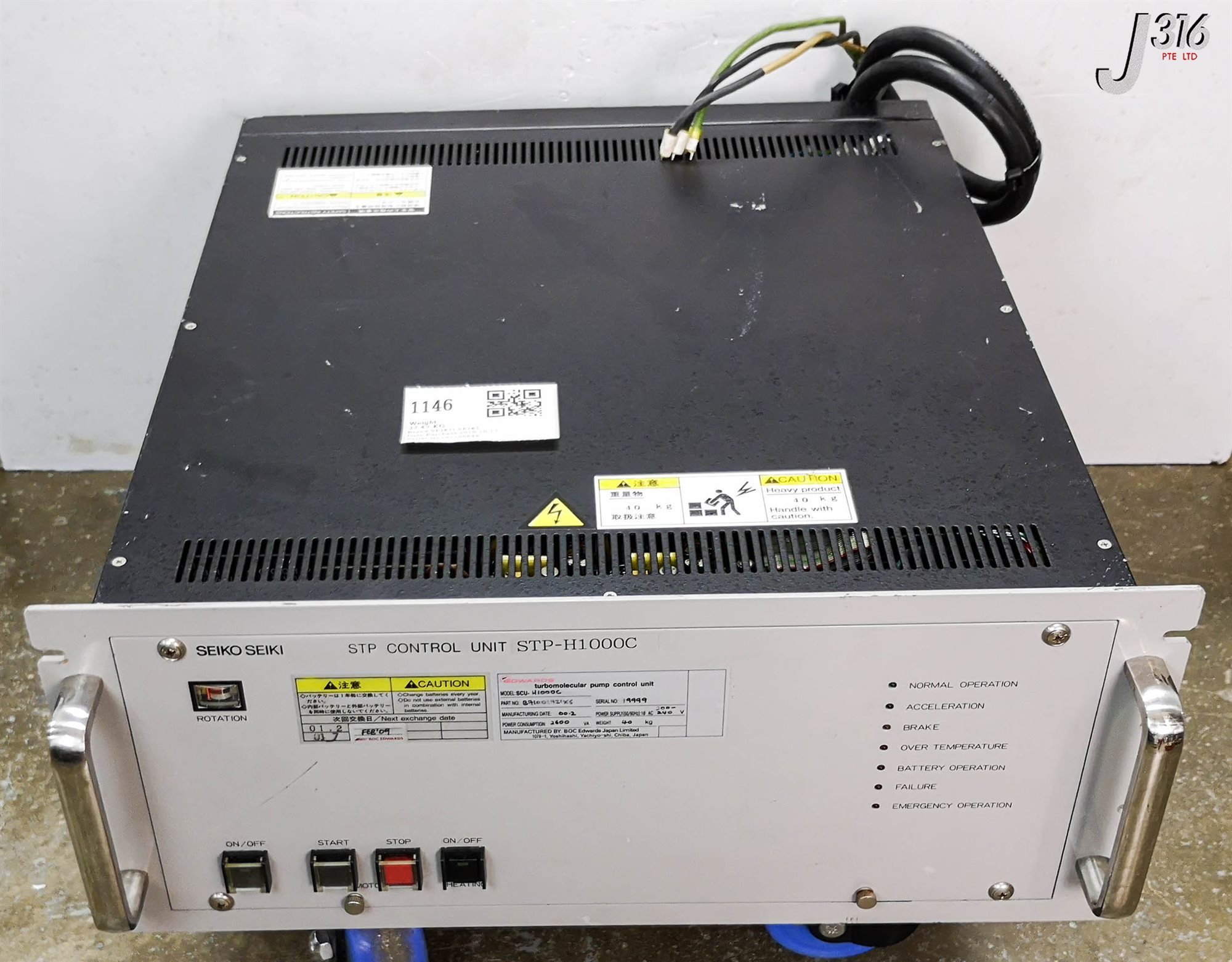 1146 SEIKO SEIKI TURBOMOLECULAR PUMP CTRL UNIT STP-H1000C SCU